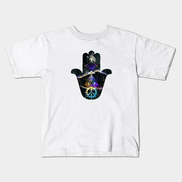 Hand of Fatima, Mystical Hamsa Hand or Hand of the Goddess Kids T-Shirt by Dream and Design